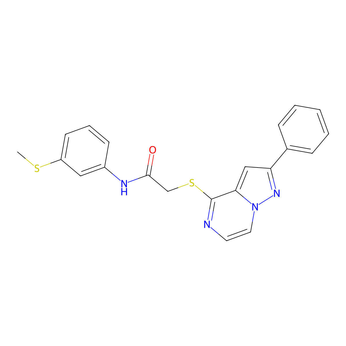 N-[3-(Methylsulfanyl)phenyl]-2-({2-phenylpyrazolo[1,5-A]pyrazin-4-YL}sulfanyl)acetamide molecular structure, CAS 1021210-63-8