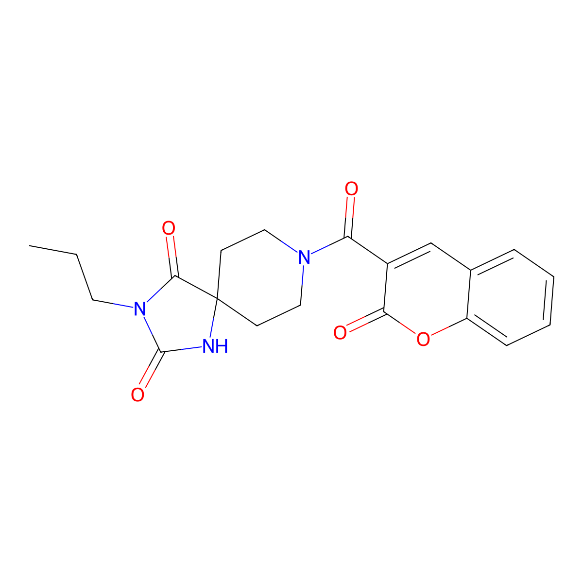 8-(2-oxo-2H-chromene-3-carbonyl)-3-propyl-1,3,8-triazaspiro[4.5]decane-2,4-dione molecular structure, CAS 1021210-69-4