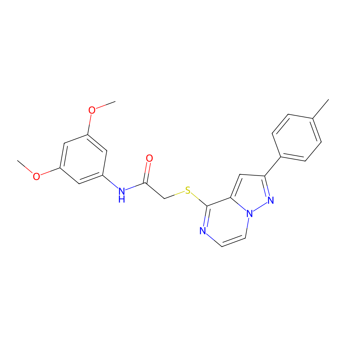 N-(3,5-Dimethoxyphenyl)-2-{[2-(4-methylphenyl)pyrazolo[1,5-A]pyrazin-4-YL]sulfanyl}acetamide molecular structure, CAS 1021210-76-3