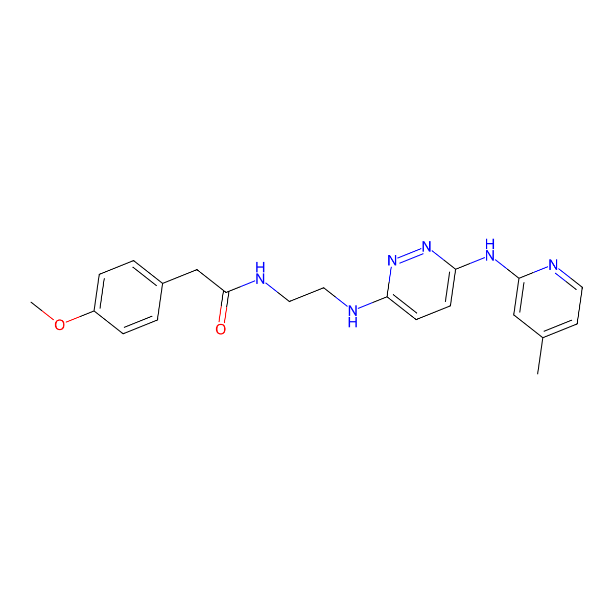 2-(4-methoxyphenyl)-N-(2-((6-((4-methylpyridin-2-yl)amino)pyridazin-3-yl)amino)ethyl)acetamide molecular structure, CAS 1021211-00-6