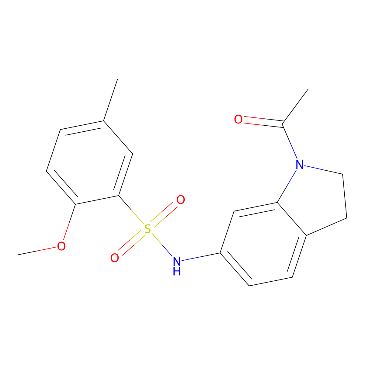 N-(1-acetylindolin-6-yl)-2-methoxy-5-methylbenzenesulfonamide molecular structure, CAS 1021211-05-1