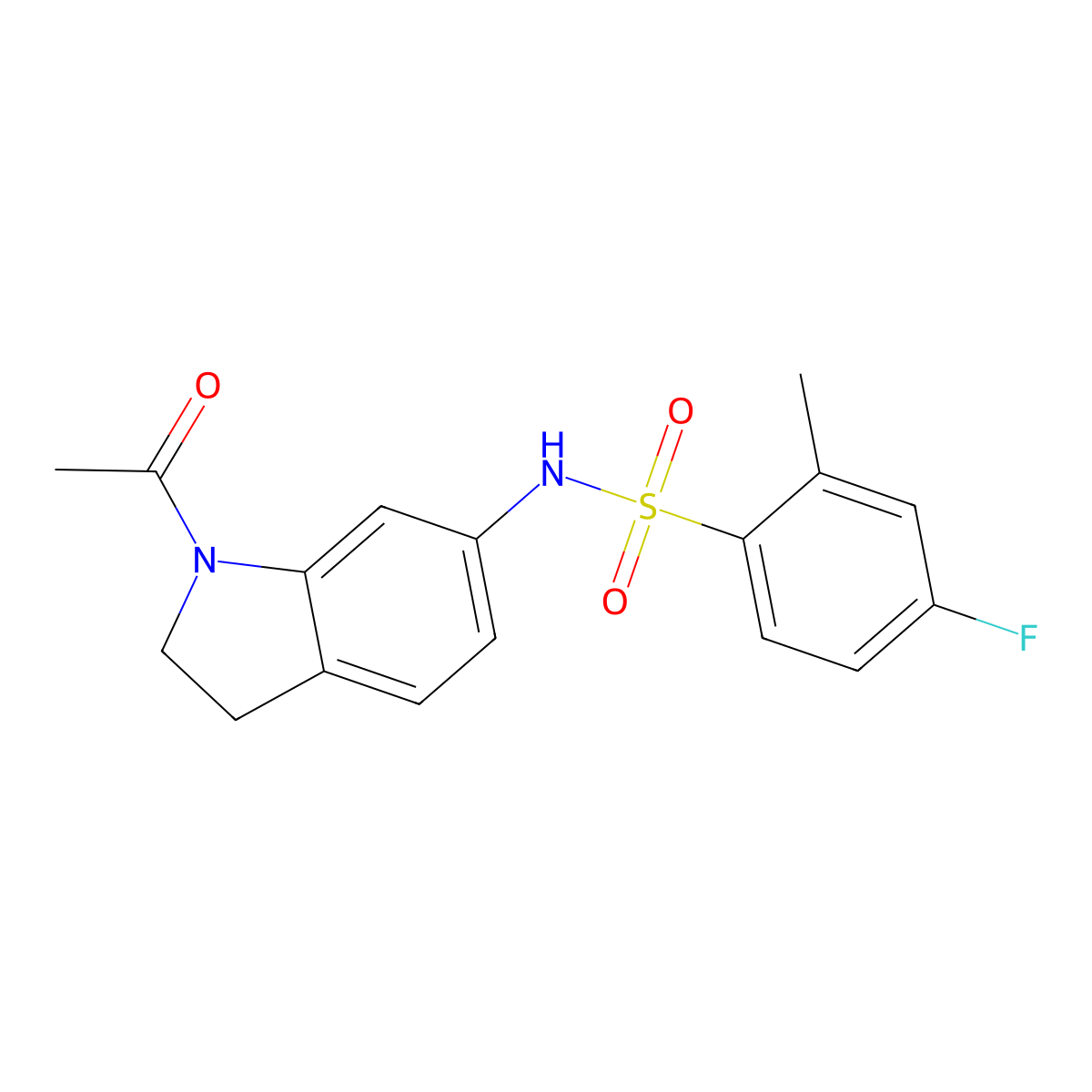 N-(1-acetylindolin-6-yl)-4-fluoro-2-methylbenzenesulfonamide molecular structure, CAS 1021211-07-3