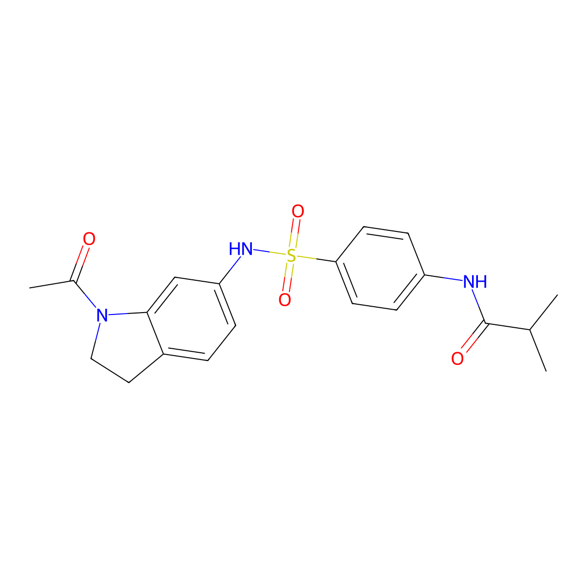 N-(4-(N-(1-acetylindolin-6-yl)sulfamoyl)phenyl)isobutyramide molecular structure, CAS 1021211-09-5