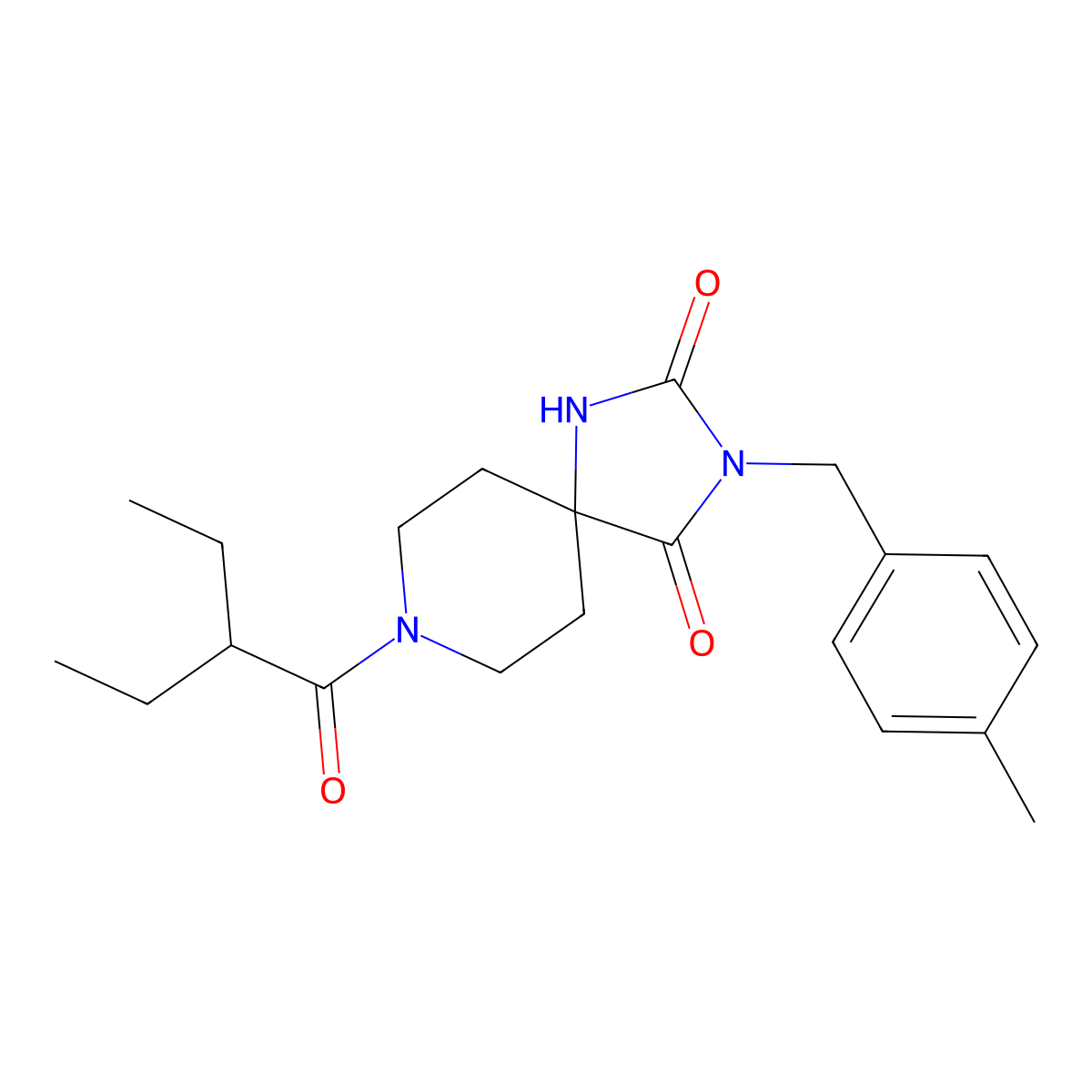 8-(2-Ethylbutanoyl)-3-[(4-methylphenyl)methyl]-1,3,8-triazaspiro[4.5]decane-2,4-dione molecular structure, CAS 1021211-13-1