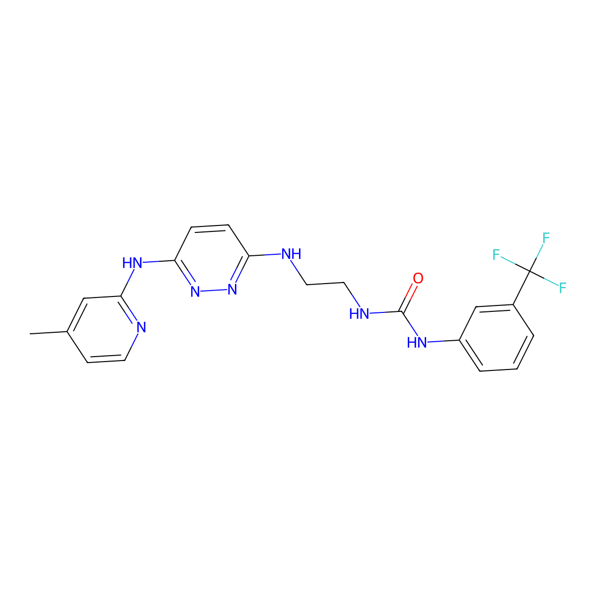 1-(2-((6-((4-Methylpyridin-2-yl)amino)pyridazin-3-yl)amino)ethyl)-3-(3-(trifluoromethyl)phenyl)urea molecular structure, CAS 1021211-16-4