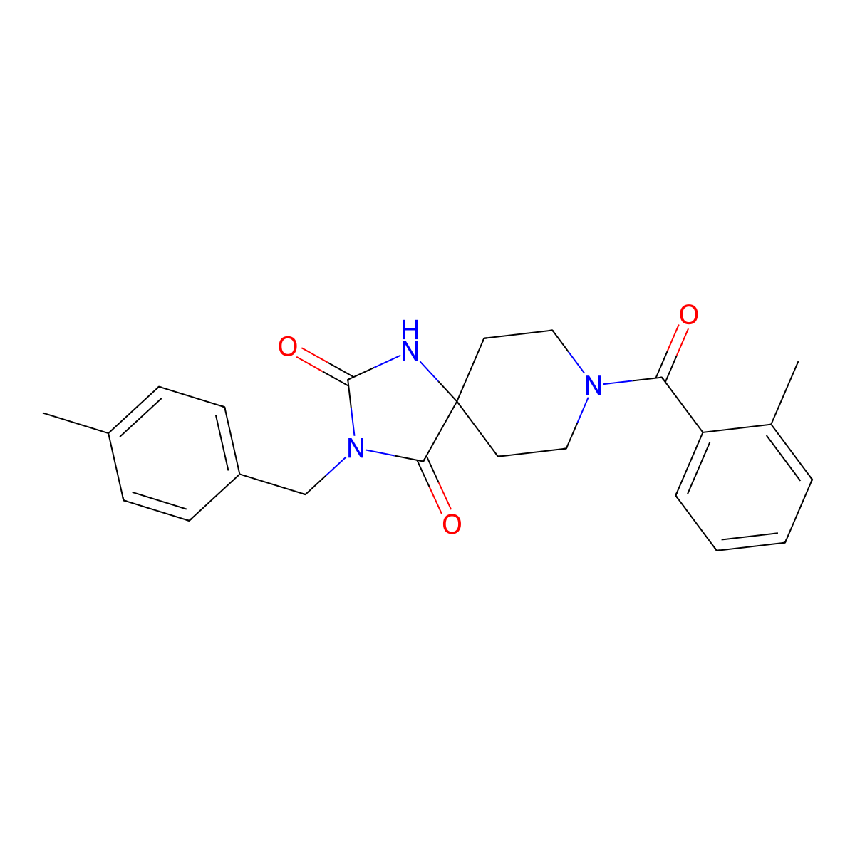 8-(2-Methylbenzoyl)-3-[(4-methylphenyl)methyl]-1,3,8-triazaspiro[4.5]decane-2,4-dione molecular structure, CAS 1021211-17-5