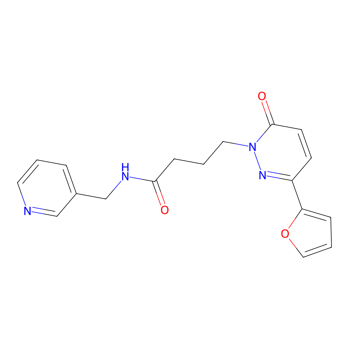 4-(3-(furan-2-yl)-6-oxopyridazin-1(6H)-yl)-N-(pyridin-3-ylmethyl)butanamide molecular structure, CAS 1021211-27-7