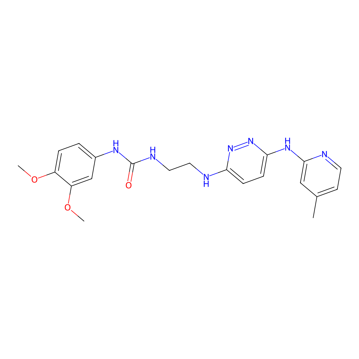 1-(3,4-Dimethoxyphenyl)-3-(2-((6-((4-methylpyridin-2-yl)amino)pyridazin-3-yl)amino)ethyl)urea molecular structure, CAS 1021211-28-8