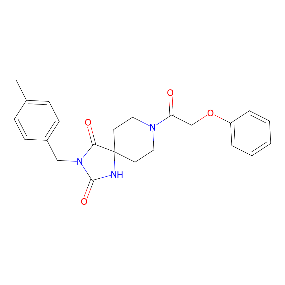 3-[(4-Methylphenyl)methyl]-8-(2-phenoxyacetyl)-1,3,8-triazaspiro[4.5]decane-2,4-dione molecular structure, CAS 1021211-29-9