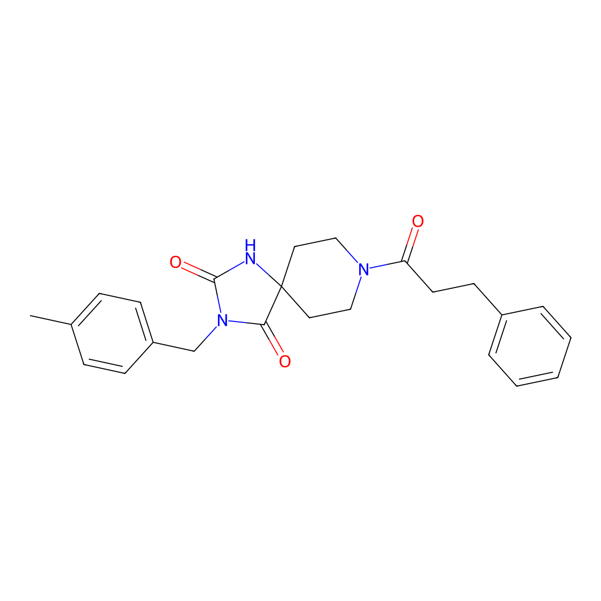 3-[(4-Methylphenyl)methyl]-8-(3-phenylpropanoyl)-1,3,8-triazaspiro[4.5]decane-2,4-dione molecular structure, CAS 1021211-33-5