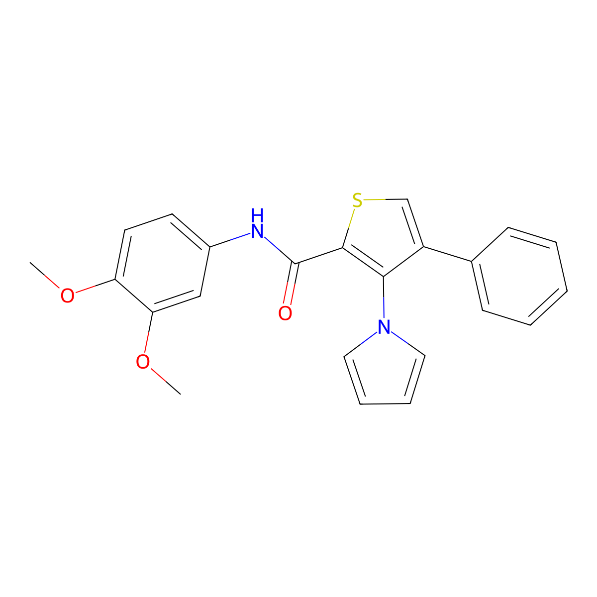 N-(3,4-dimethoxyphenyl)-4-phenyl-3-(1H-pyrrol-1-yl)thiophene-2-carboxamide molecular structure, CAS 1021211-47-1