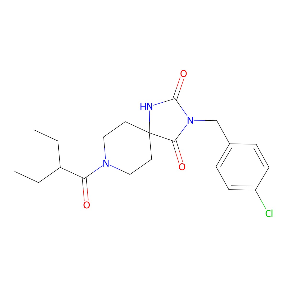 3-[(4-Chlorophenyl)methyl]-8-(2-ethylbutanoyl)-1,3,8-triazaspiro[4.5]decane-2,4-dione molecular structure, CAS 1021211-48-2