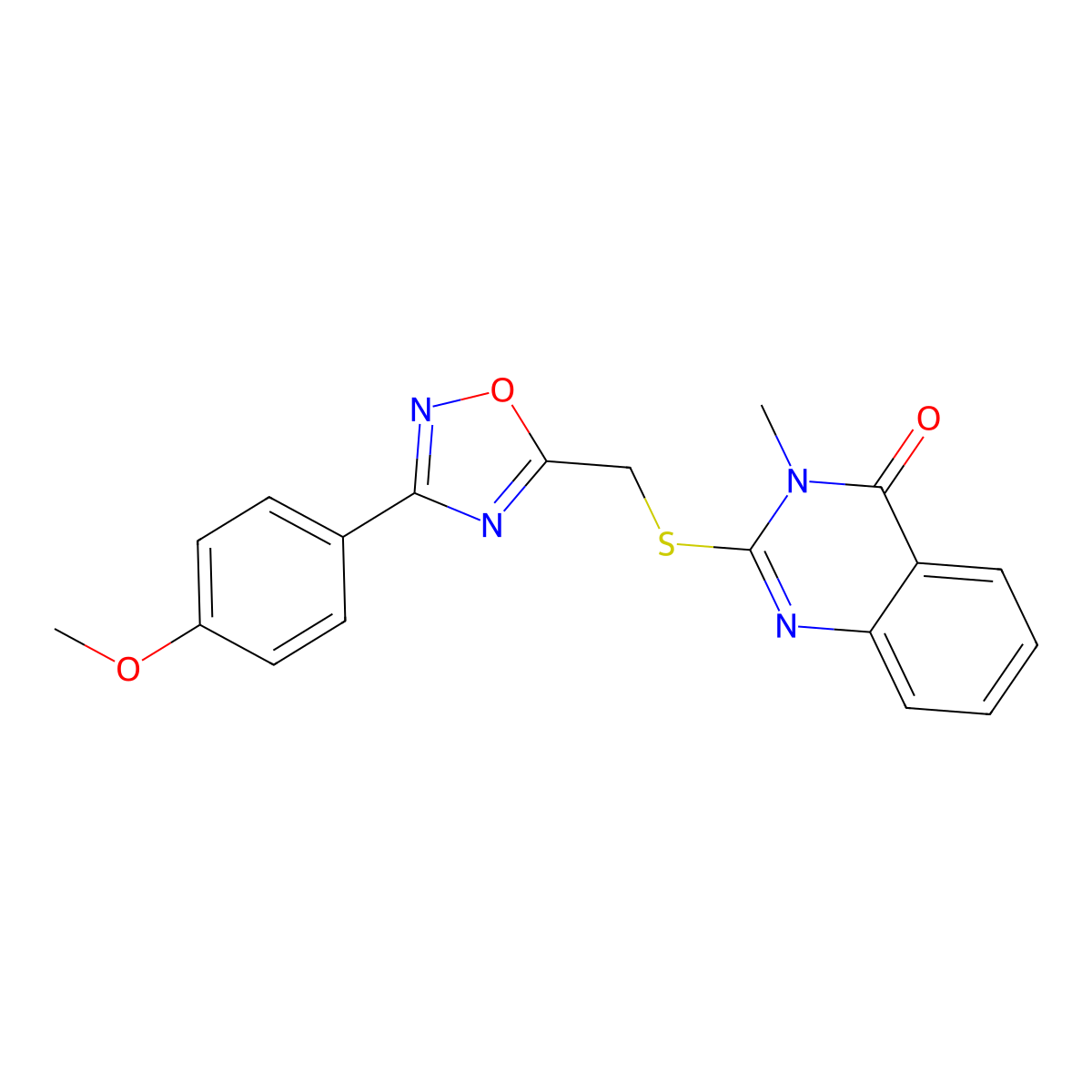 2-(((3-(4-methoxyphenyl)-1,2,4-oxadiazol-5-yl)methyl)thio)-3-methylquinazolin-4(3H)-one molecular structure, CAS 1021211-53-9