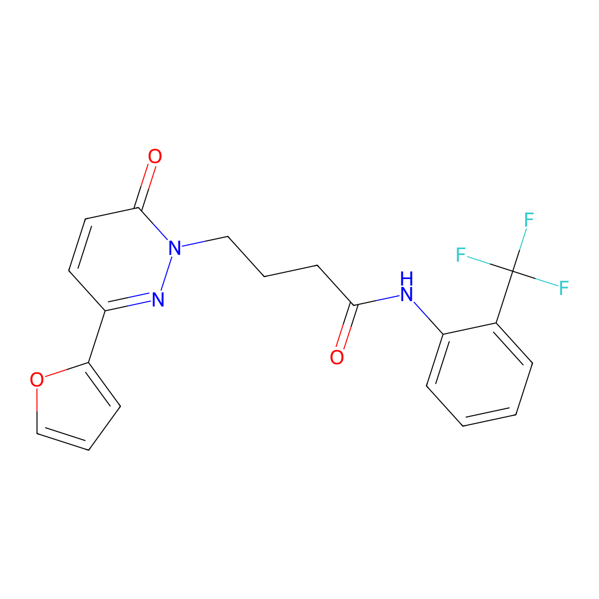 4-[3-(furan-2-yl)-6-oxo-1,6-dihydropyridazin-1-yl]-N-[2-(trifluoromethyl)phenyl]butanamide molecular structure, CAS 1021211-55-1
