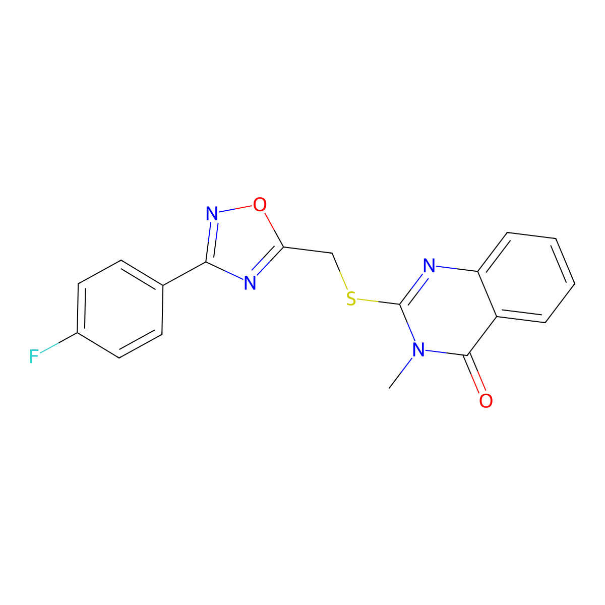 2-(((3-(4-fluorophenyl)-1,2,4-oxadiazol-5-yl)methyl)thio)-3-methylquinazolin-4(3H)-one molecular structure, CAS 1021211-58-4