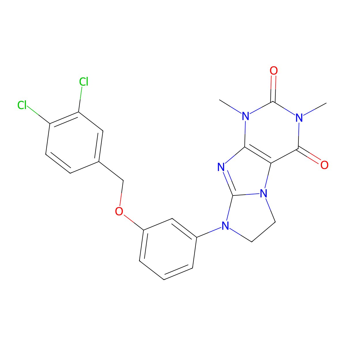 6-[3-[(3,4-Dichlorophenyl)methoxy]phenyl]-2,4-dimethyl-7,8-dihydropurino[7,8-a]imidazole-1,3-dione molecular structure, CAS 1021211-61-9