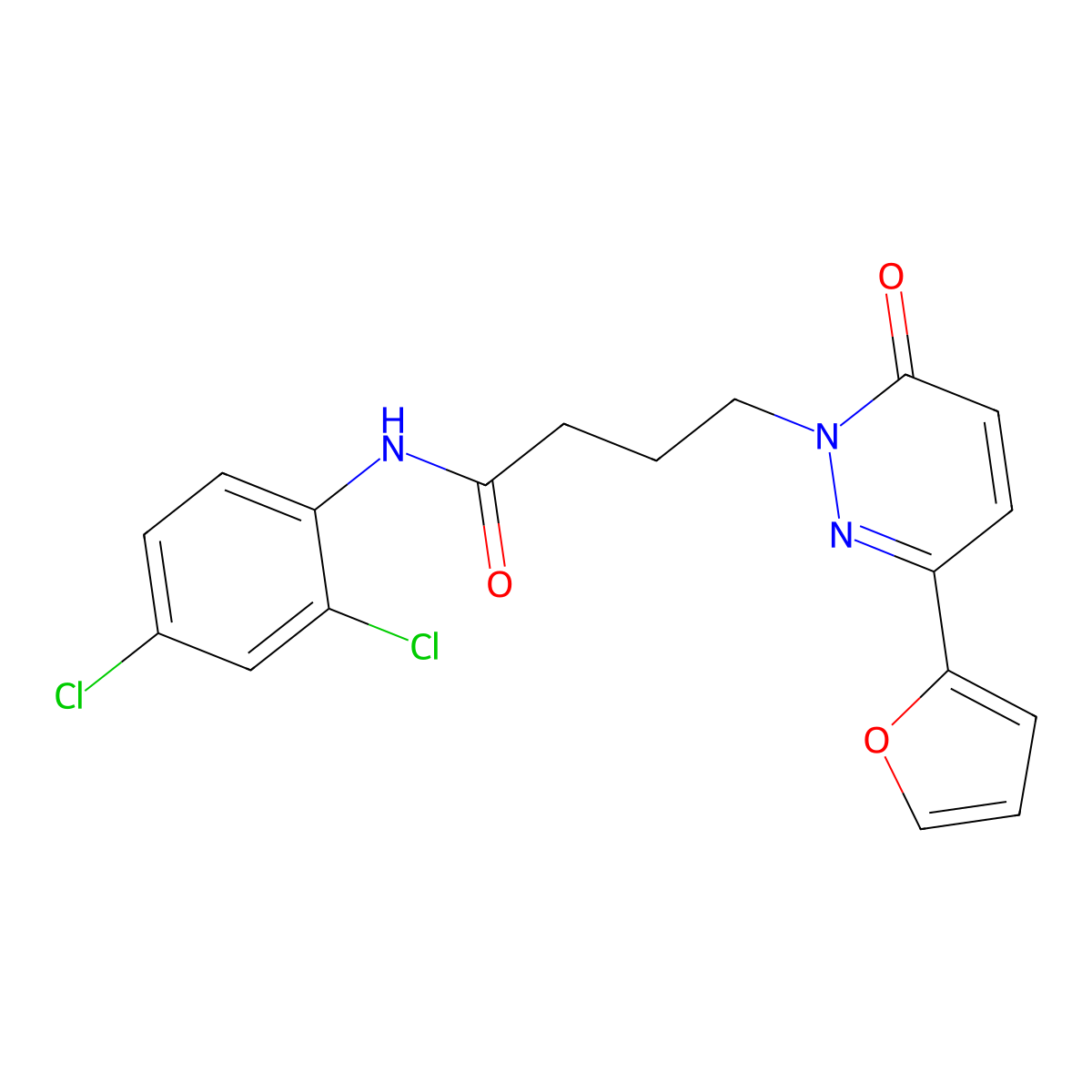 N-(2,4-dichlorophenyl)-4-[3-(furan-2-yl)-6-oxo-1,6-dihydropyridazin-1-yl]butanamide molecular structure, CAS 1021211-68-6