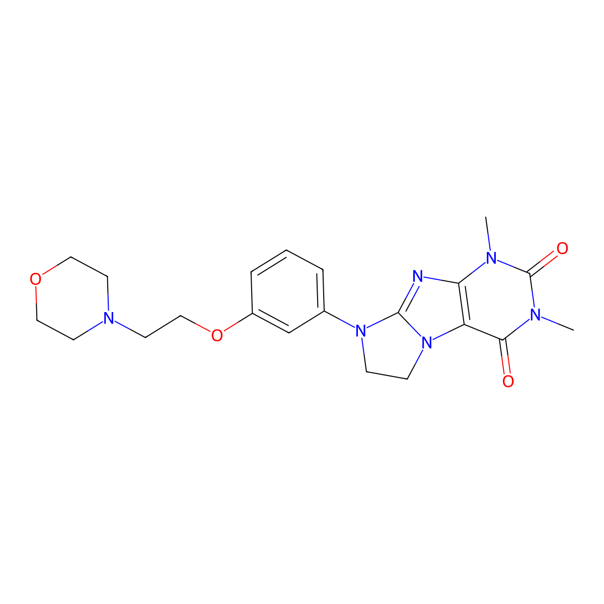 2,4-Dimethyl-6-[3-(2-morpholin-4-ylethoxy)phenyl]-7,8-dihydropurino[7,8-a]imidazole-1,3-dione molecular structure, CAS 1021211-70-0