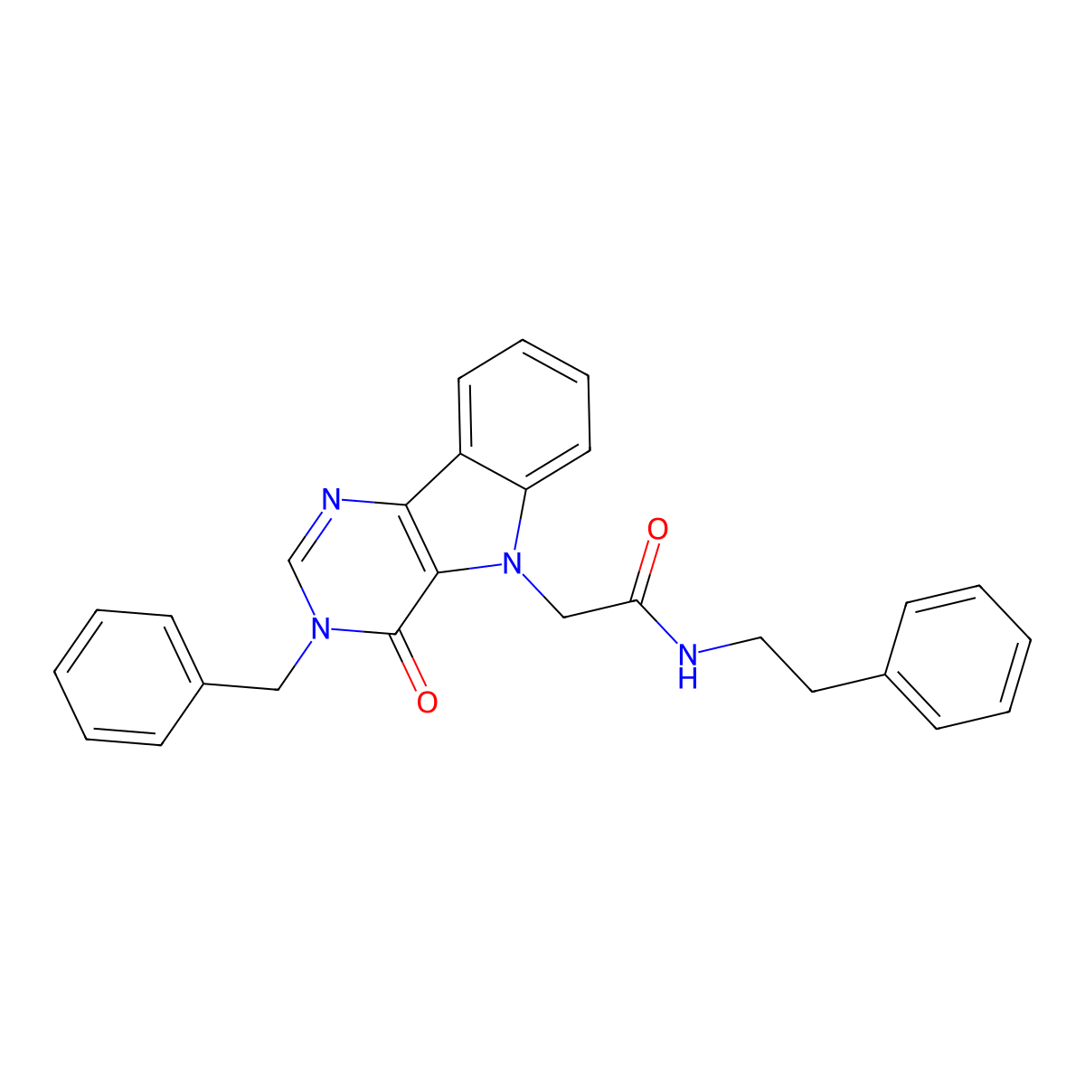 2-(3-benzyl-4-oxo-3H-pyrimido[5,4-b]indol-5(4H)-yl)-N-phenethylacetamide molecular structure, CAS 1021211-74-4