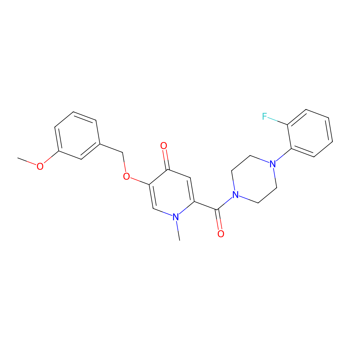 2-(4-(2-fluorophenyl)piperazine-1-carbonyl)-5-((3-methoxybenzyl)oxy)-1-methylpyridin-4(1H)-one molecular structure, CAS 1021211-75-5