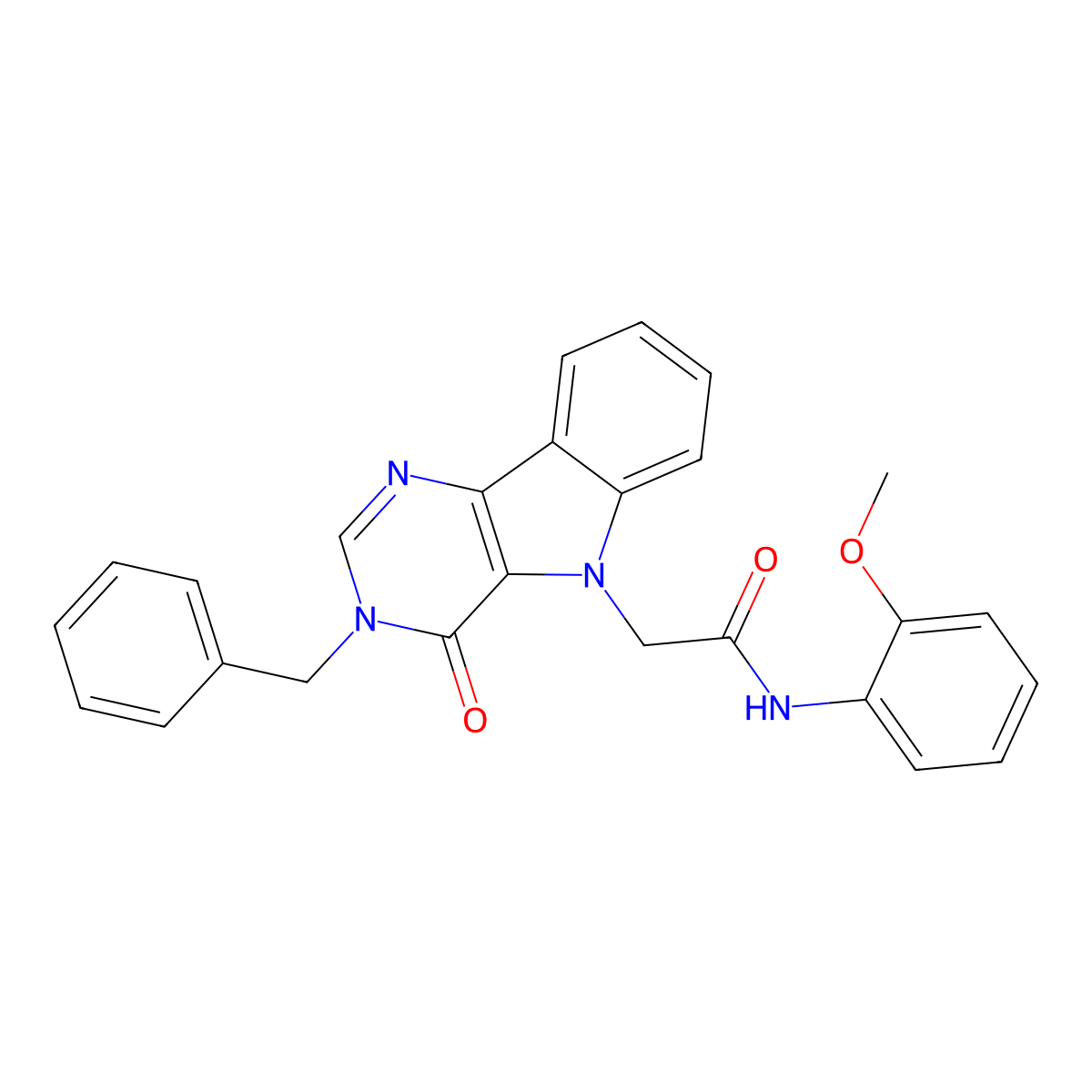 2-(3-benzyl-4-oxo-3H-pyrimido[5,4-b]indol-5(4H)-yl)-N-(2-methoxyphenyl)acetamide molecular structure, CAS 1021211-76-6