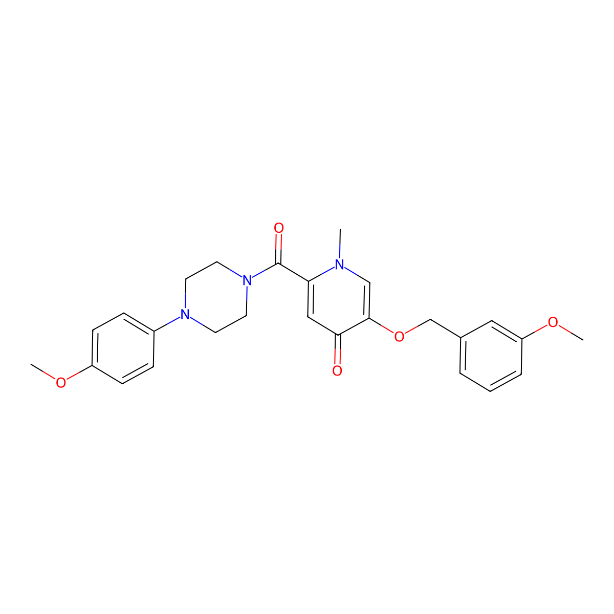 5-((3-methoxybenzyl)oxy)-2-(4-(4-methoxyphenyl)piperazine-1-carbonyl)-1-methylpyridin-4(1H)-one molecular structure, CAS 1021211-78-8