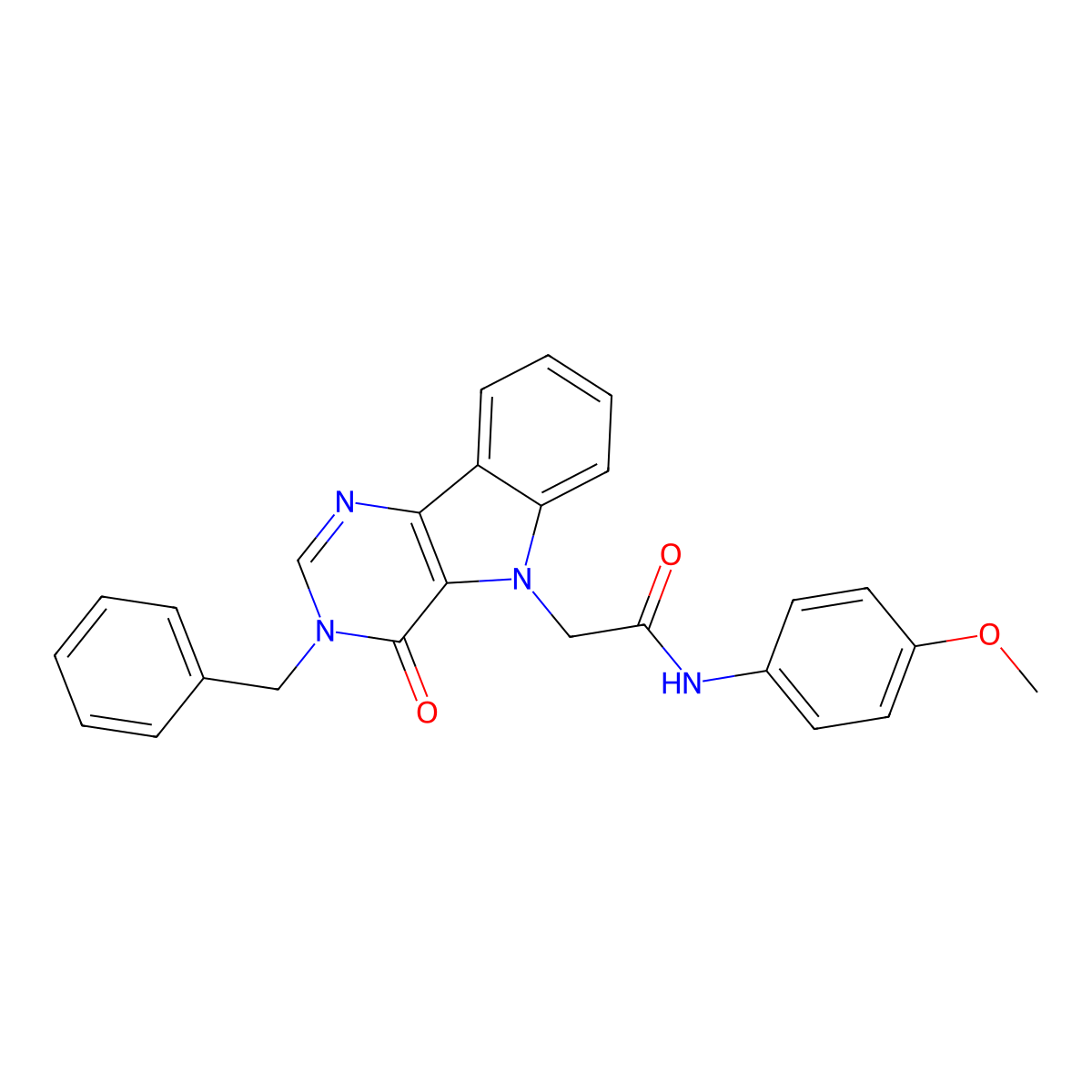 2-(3-benzyl-4-oxo-3H-pyrimido[5,4-b]indol-5(4H)-yl)-N-(4-methoxyphenyl)acetamide molecular structure, CAS 1021211-79-9
