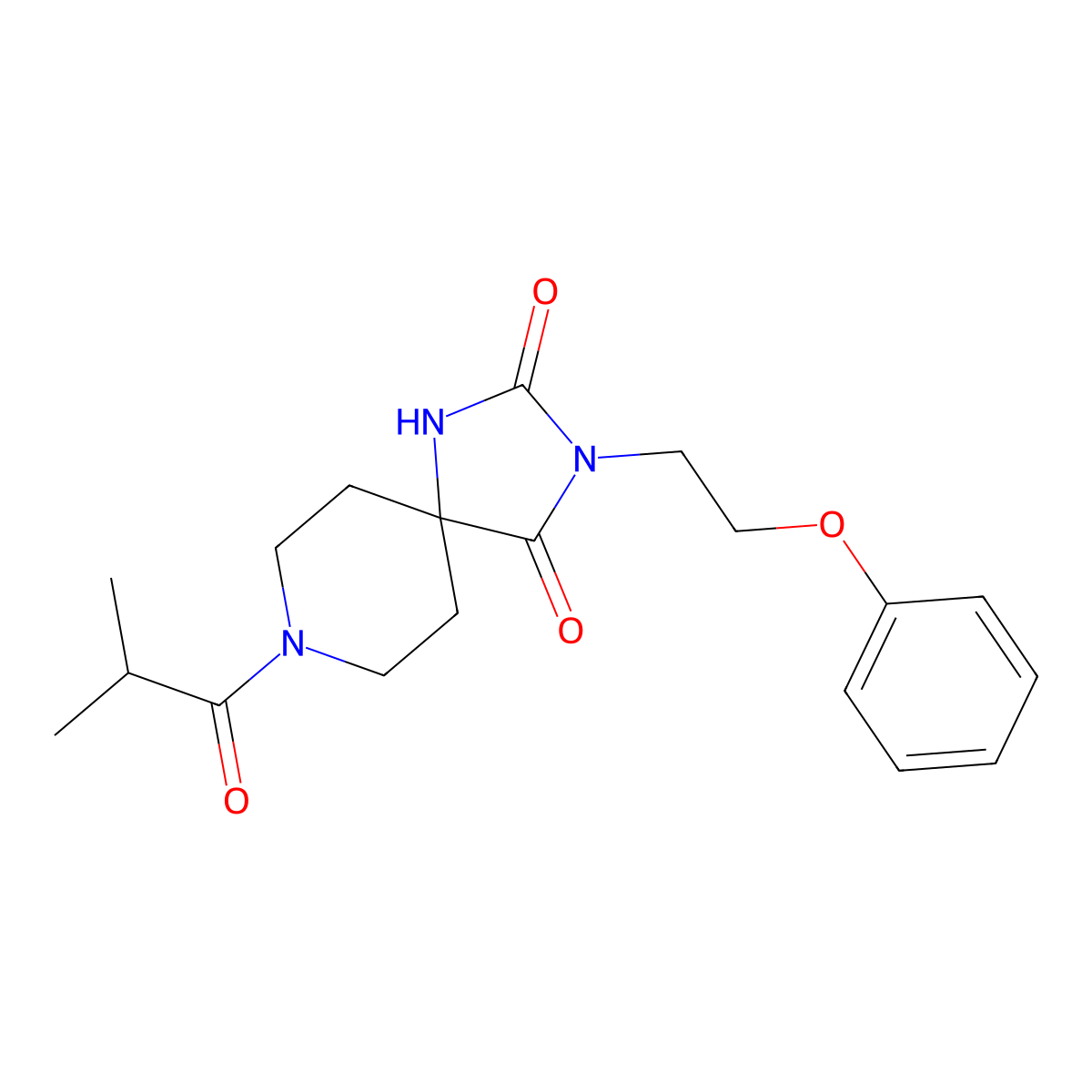 8-(2-Methylpropanoyl)-3-(2-phenoxyethyl)-1,3,8-triazaspiro[4.5]decane-2,4-dione molecular structure, CAS 1021211-81-3