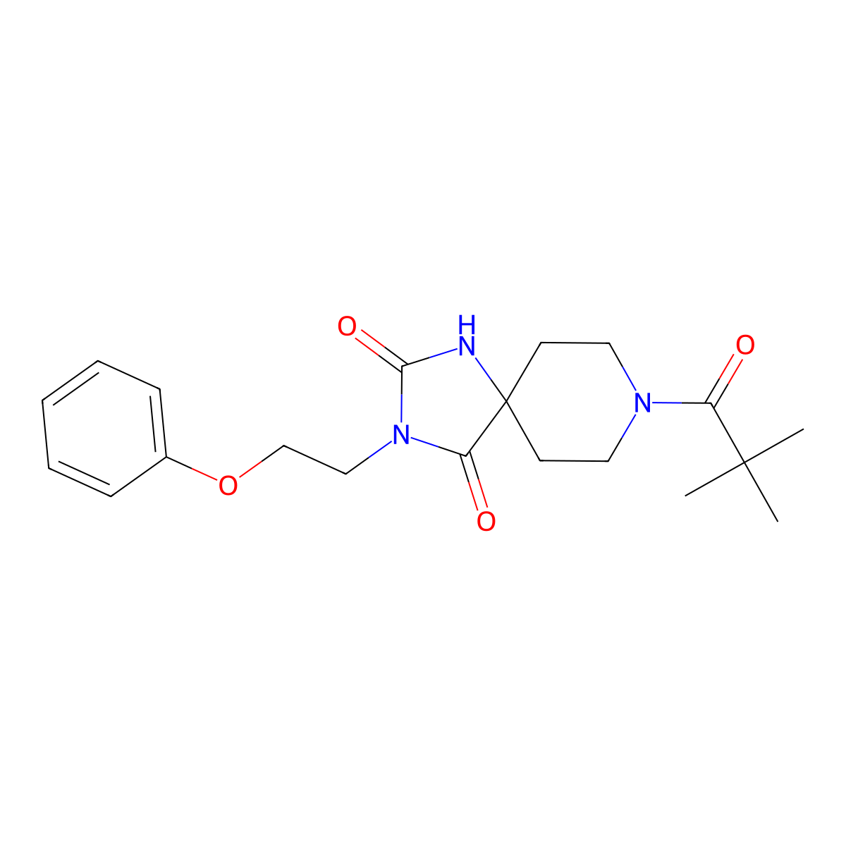 8-(2,2-Dimethylpropanoyl)-3-(2-phenoxyethyl)-1,3,8-triazaspiro[4.5]decane-2,4-dione molecular structure, CAS 1021211-84-6
