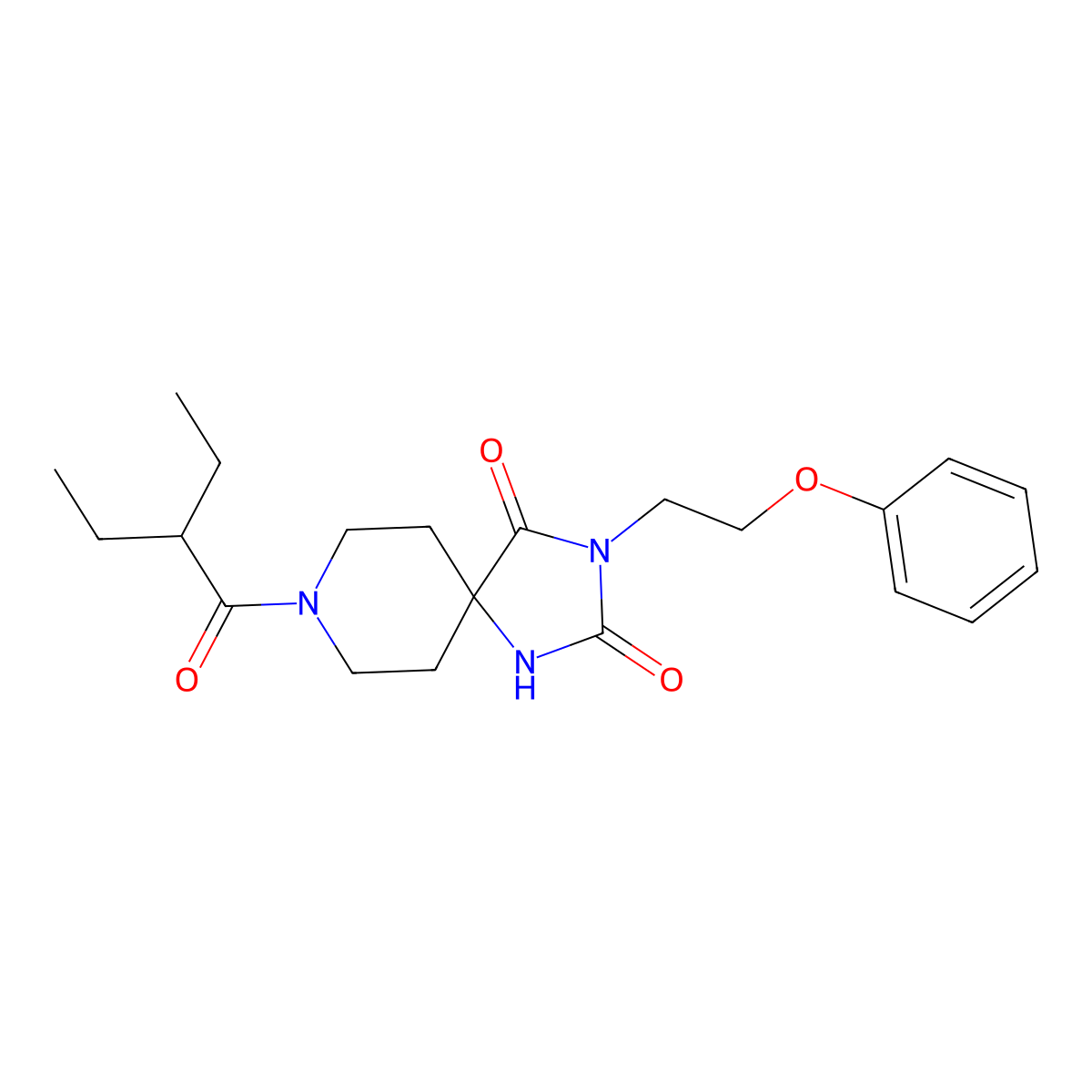 8-(2-Ethylbutanoyl)-3-(2-phenoxyethyl)-1,3,8-triazaspiro[4.5]decane-2,4-dione molecular structure, CAS 1021211-88-0