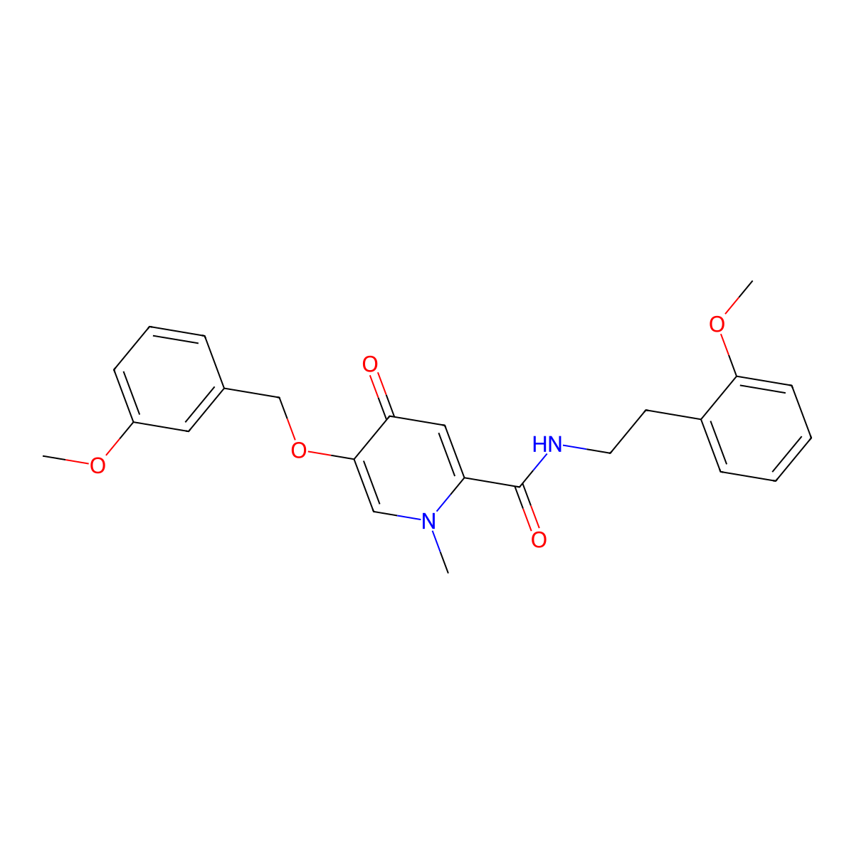 5-((3-methoxybenzyl)oxy)-N-(2-methoxyphenethyl)-1-methyl-4-oxo-1,4-dihydropyridine-2-carboxamide molecular structure, CAS 1021211-90-4
