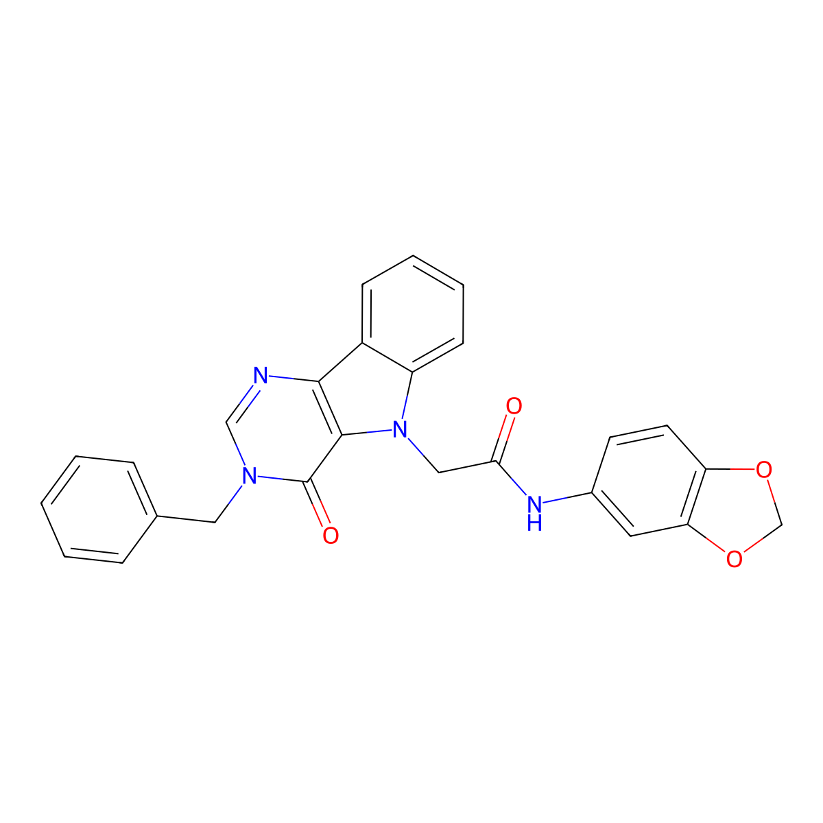 N-(benzo[d][1,3]dioxol-5-yl)-2-(3-benzyl-4-oxo-3H-pyrimido[5,4-b]indol-5(4H)-yl)acetamide molecular structure, CAS 1021211-91-5