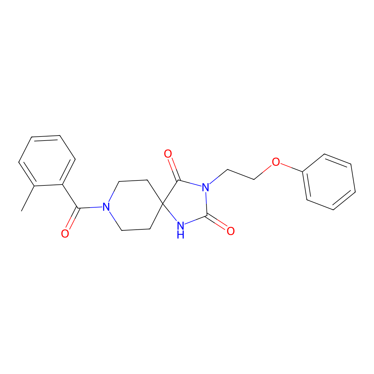 8-(2-Methylbenzoyl)-3-(2-phenoxyethyl)-1,3,8-triazaspiro[4.5]decane-2,4-dione molecular structure, CAS 1021211-94-8