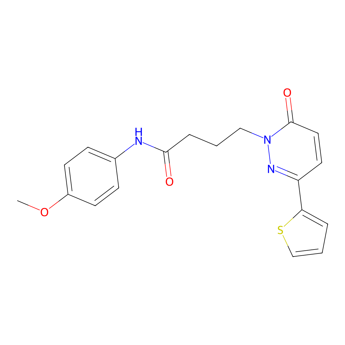 N-(4-methoxyphenyl)-4-[6-oxo-3-(thiophen-2-yl)-1,6-dihydropyridazin-1-yl]butanamide molecular structure, CAS 1021212-07-6