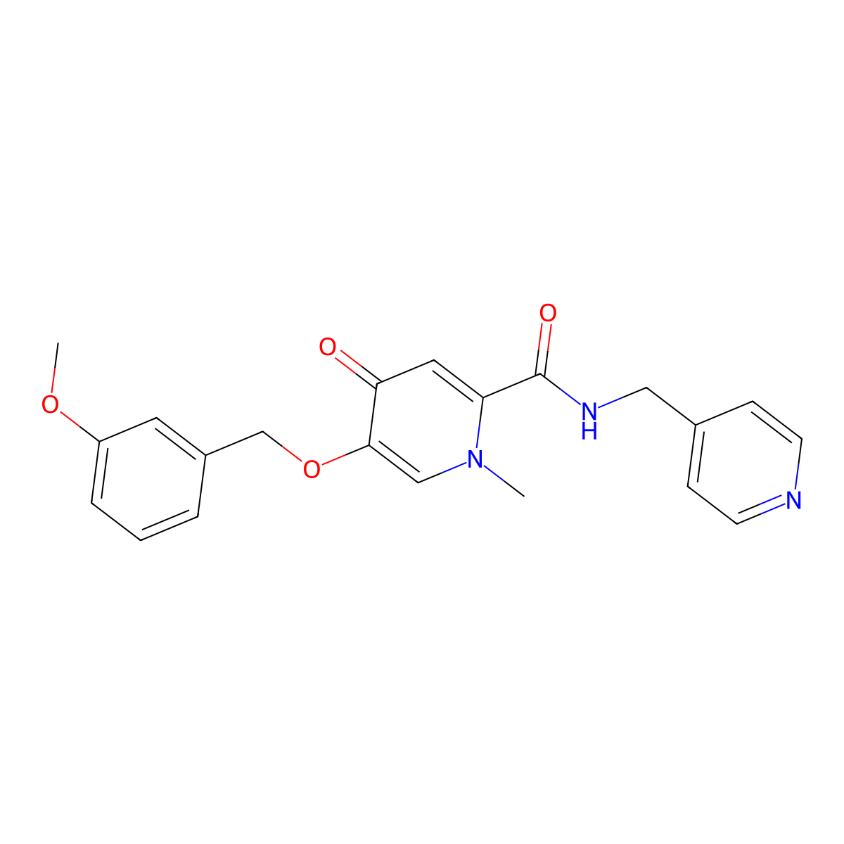 5-((3-methoxybenzyl)oxy)-1-methyl-4-oxo-N-(pyridin-4-ylmethyl)-1,4-dihydropyridine-2-carboxamide molecular structure, CAS 1021212-08-7
