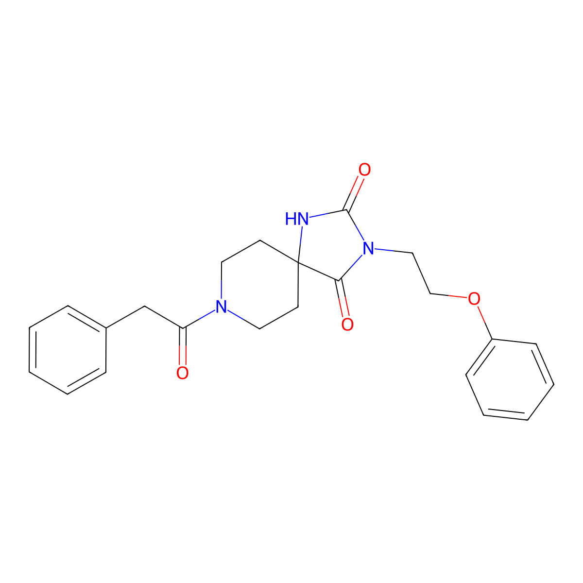 3-(2-Phenoxyethyl)-8-(2-phenylacetyl)-1,3,8-triazaspiro[4.5]decane-2,4-dione molecular structure, CAS 1021212-09-8