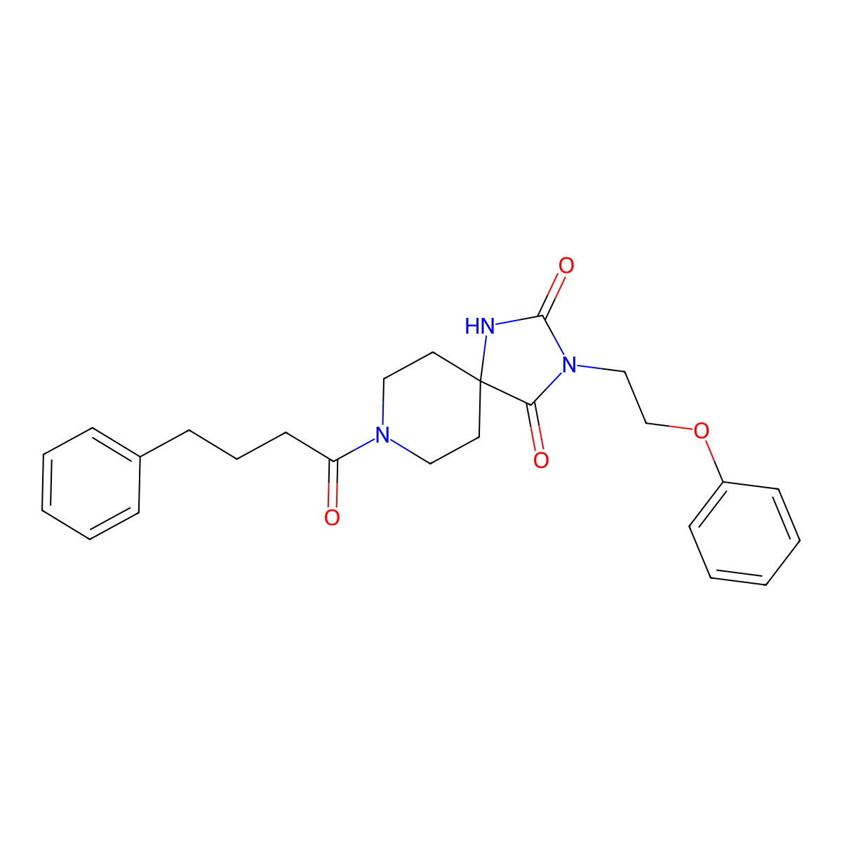 3-(2-Phenoxyethyl)-8-(4-phenylbutanoyl)-1,3,8-triazaspiro[4.5]decane-2,4-dione molecular structure, CAS 1021212-13-4
