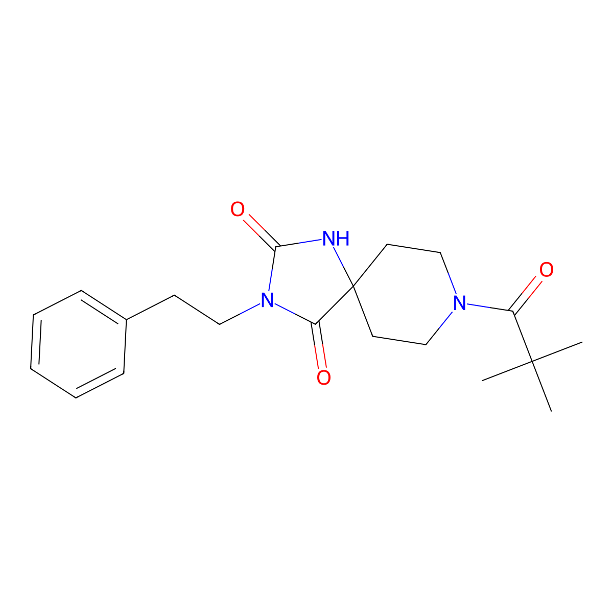 8-(2,2-Dimethylpropanoyl)-3-(2-phenylethyl)-1,3,8-triazaspiro[4.5]decane-2,4-dione molecular structure, CAS 1021212-26-9