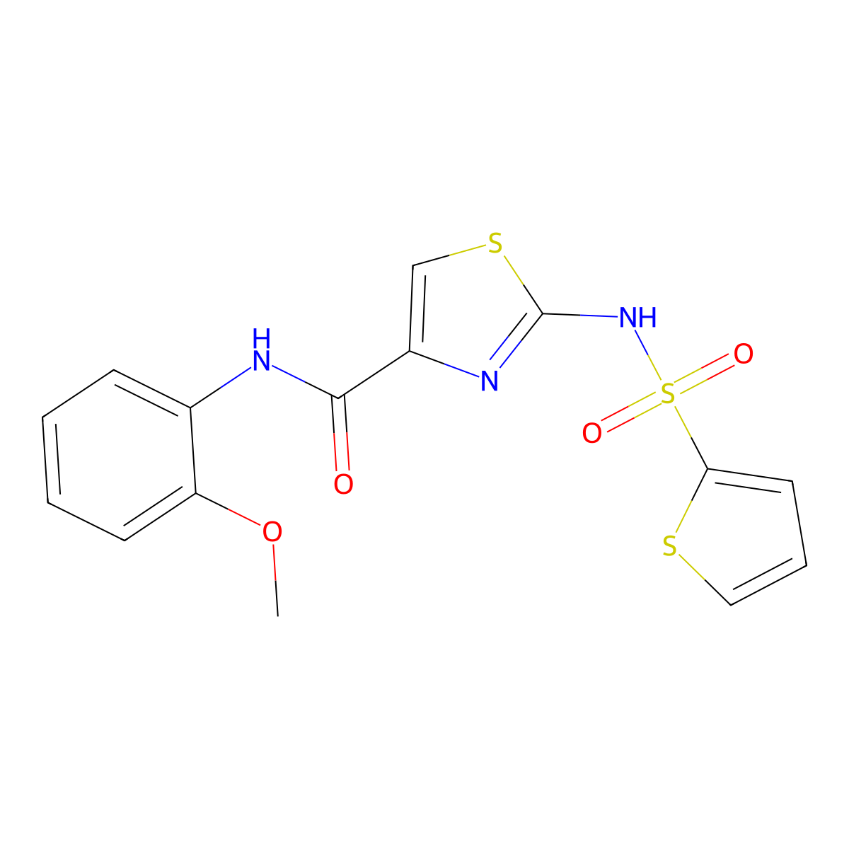 N-(2-methoxyphenyl)-2-(thiophene-2-sulfonamido)thiazole-4-carboxamide molecular structure, CAS 1021212-41-8
