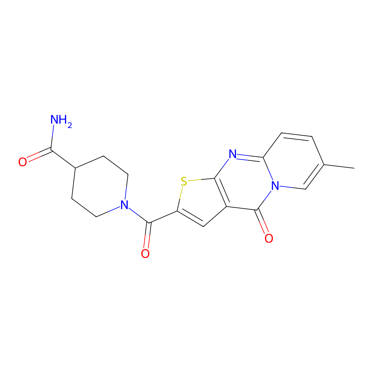 1-(7-methyl-4-oxo-4H-pyrido[1,2-a]thieno[2,3-d]pyrimidine-2-carbonyl)piperidine-4-carboxamide molecular structure, CAS 1021212-43-0