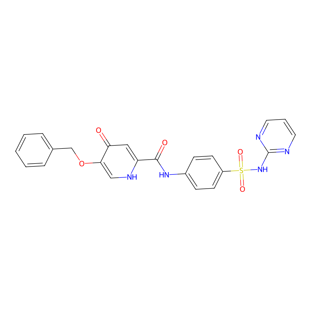 5-(benzyloxy)-4-oxo-N-(4-(N-(pyrimidin-2-yl)sulfamoyl)phenyl)-1,4-dihydropyridine-2-carboxamide molecular structure, CAS 1021212-46-3