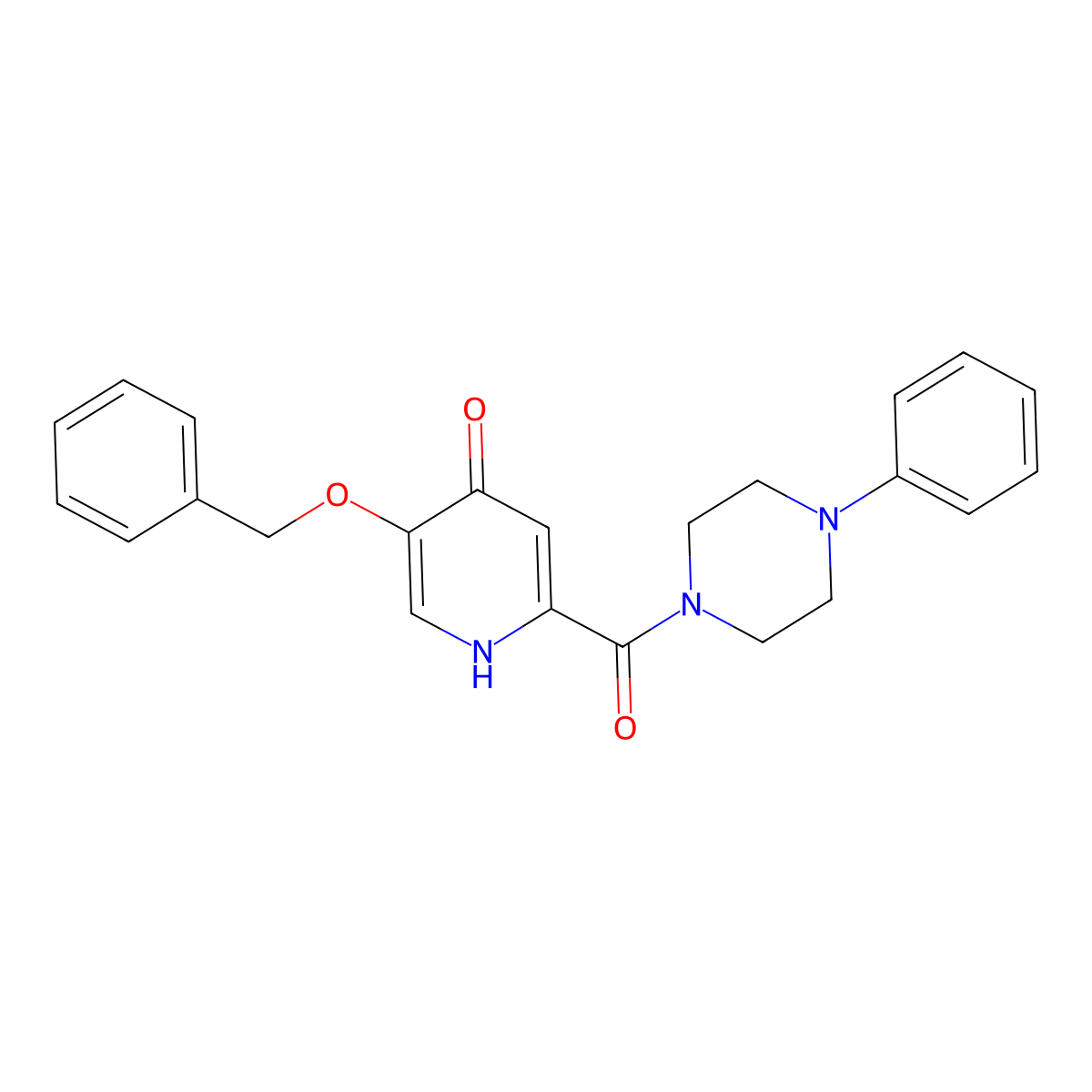 5-(benzyloxy)-2-(4-phenylpiperazine-1-carbonyl)pyridin-4(1H)-one molecular structure, CAS 1021212-50-9