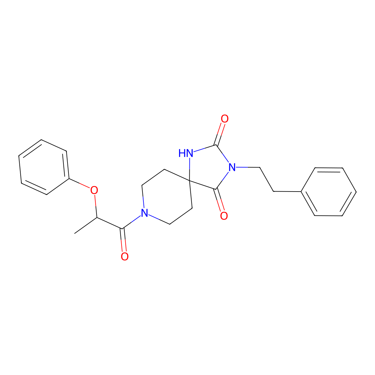 3-Phenethyl-8-(2-phenoxypropanoyl)-1,3,8-triazaspiro[4.5]decane-2,4-dione molecular structure, CAS 1021212-52-1