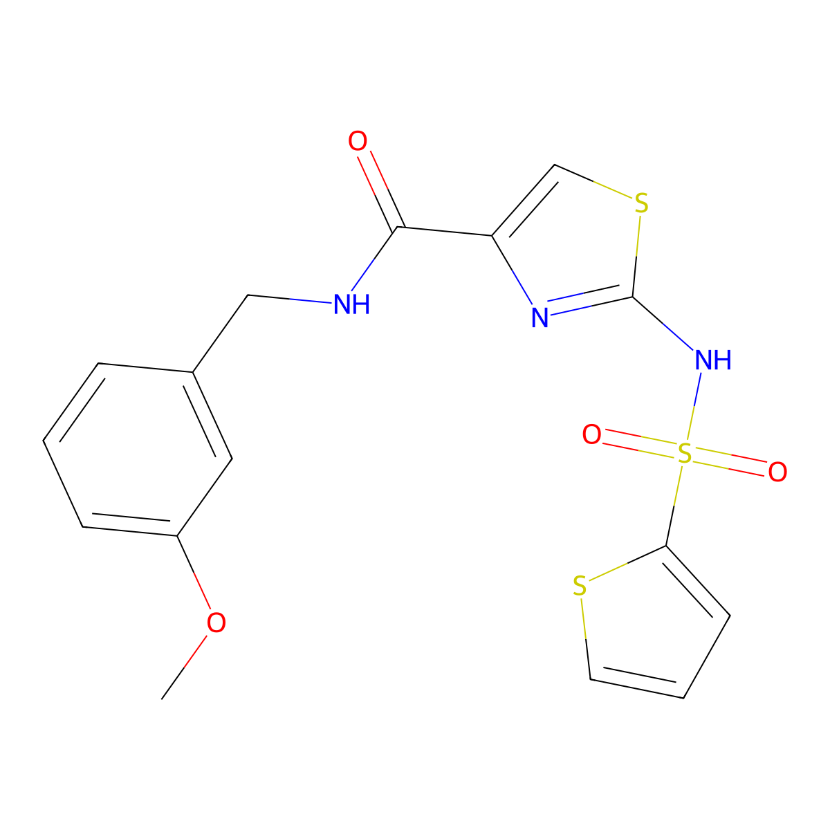 N-[(3-methoxyphenyl)methyl]-2-(thiophene-2-sulfonamido)-1,3-thiazole-4-carboxamide molecular structure, CAS 1021212-54-3
