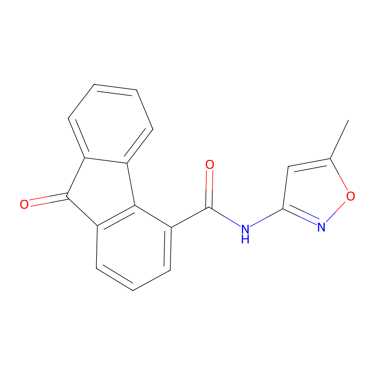 N-(5-methyl-1,2-oxazol-3-yl)-9-oxo-9H-fluorene-4-carboxamide molecular structure, CAS 1021212-74-7