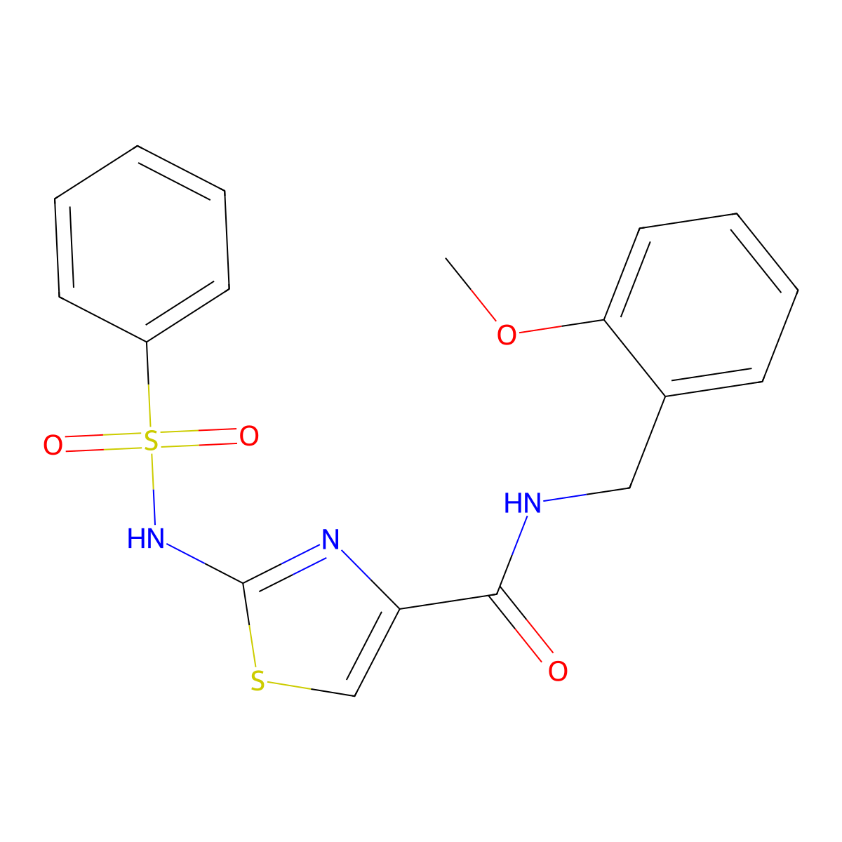 N-(2-methoxybenzyl)-2-(phenylsulfonamido)thiazole-4-carboxamide molecular structure, CAS 1021212-76-9