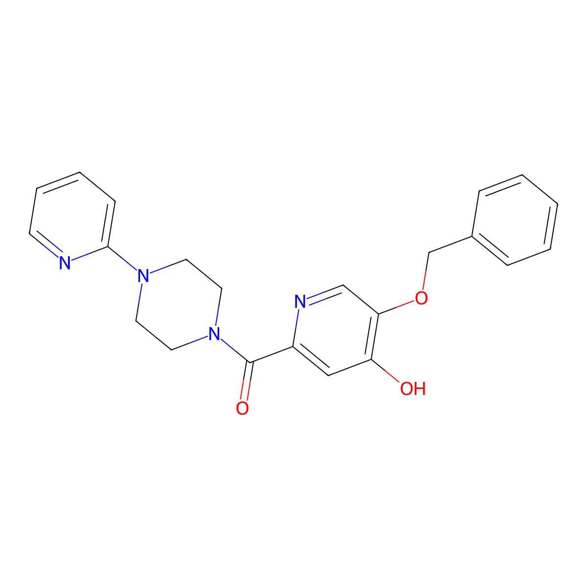5-(benzyloxy)-2-(4-(pyridin-2-yl)piperazine-1-carbonyl)pyridin-4(1H)-one molecular structure, CAS 1021212-93-0