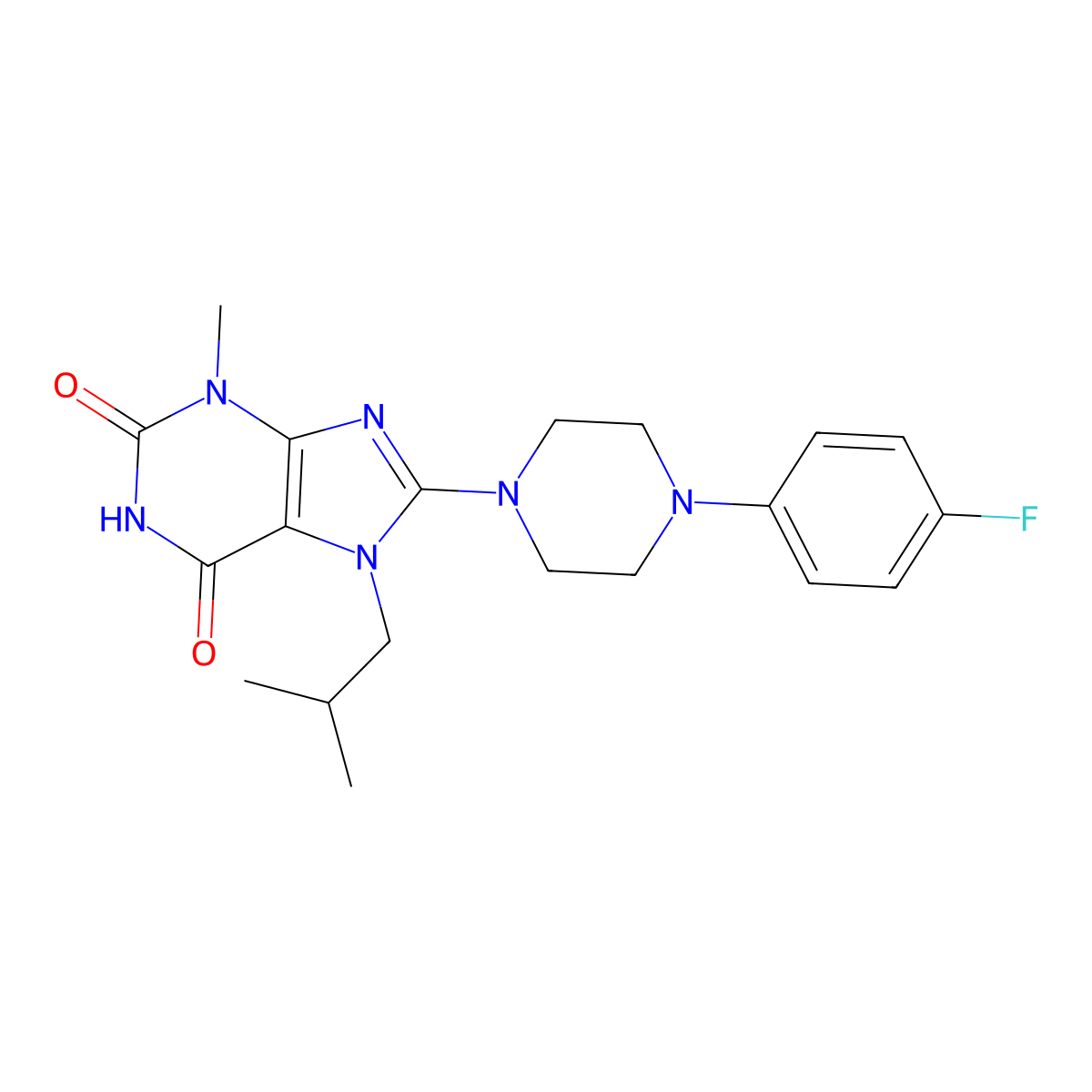 8-(4-(4-fluorophenyl)piperazin-1-yl)-7-isobutyl-3-methyl-1H-purine-2,6(3H,7H)-dione molecular structure, CAS 1021212-94-1