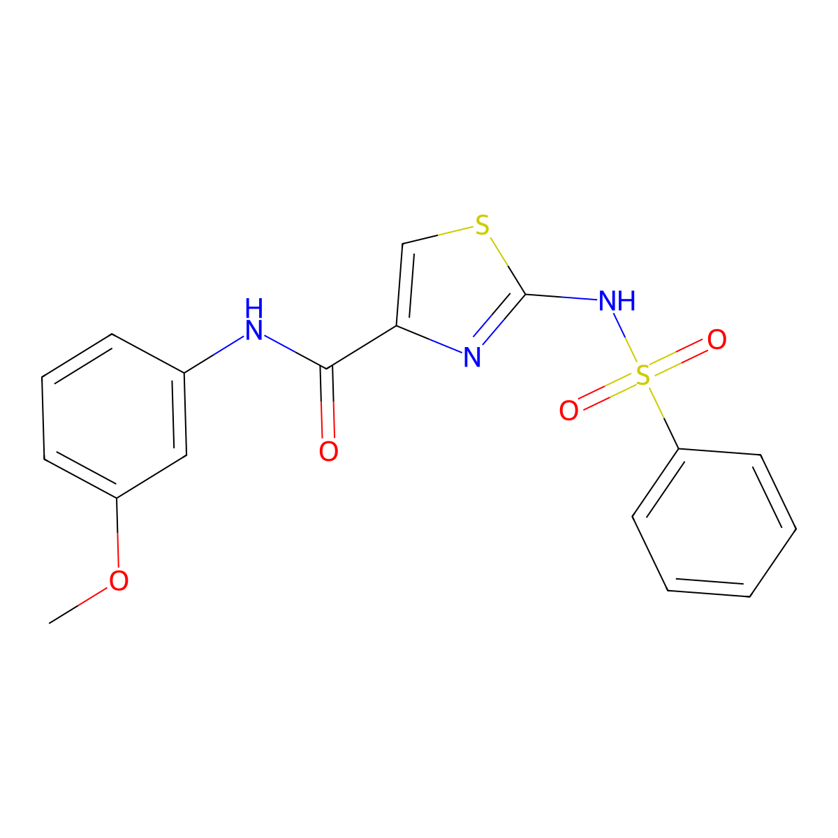 2-benzenesulfonamido-N-(3-methoxyphenyl)-1,3-thiazole-4-carboxamide molecular structure, CAS 1021212-98-5