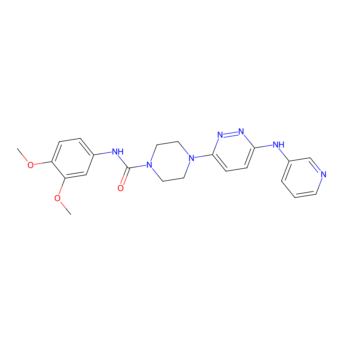 N-(3,4-dimethoxyphenyl)-4-(6-(pyridin-3-ylamino)pyridazin-3-yl)piperazine-1-carboxamide molecular structure, CAS 1021213-06-8